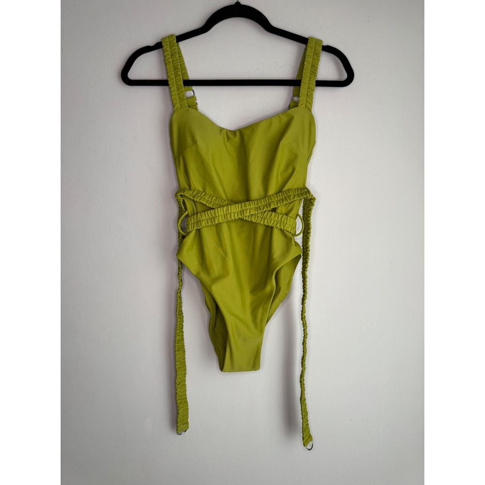 Andrea Iyamah Wasabi One Piece Swimsuit Green Ruched Wrap Waist S2319 Small